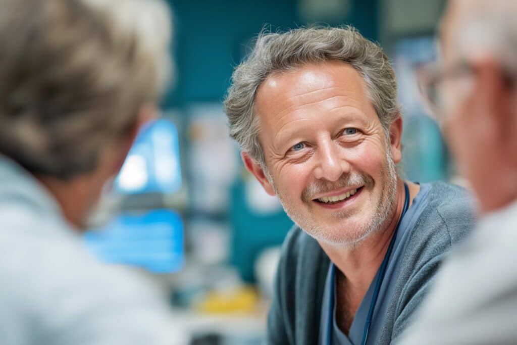 Cardiology consultant talking with patient