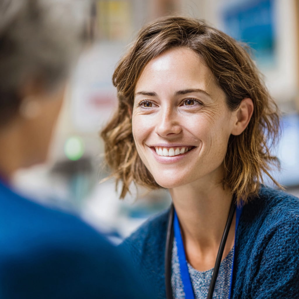 Hospital consultant chatting with patient